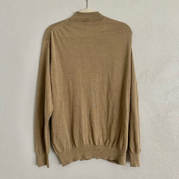 Kevoman 100% Silk Men’s Long Sleeve XL Mock Neck Sweater Brown Green Soft - Picture 6 of 7